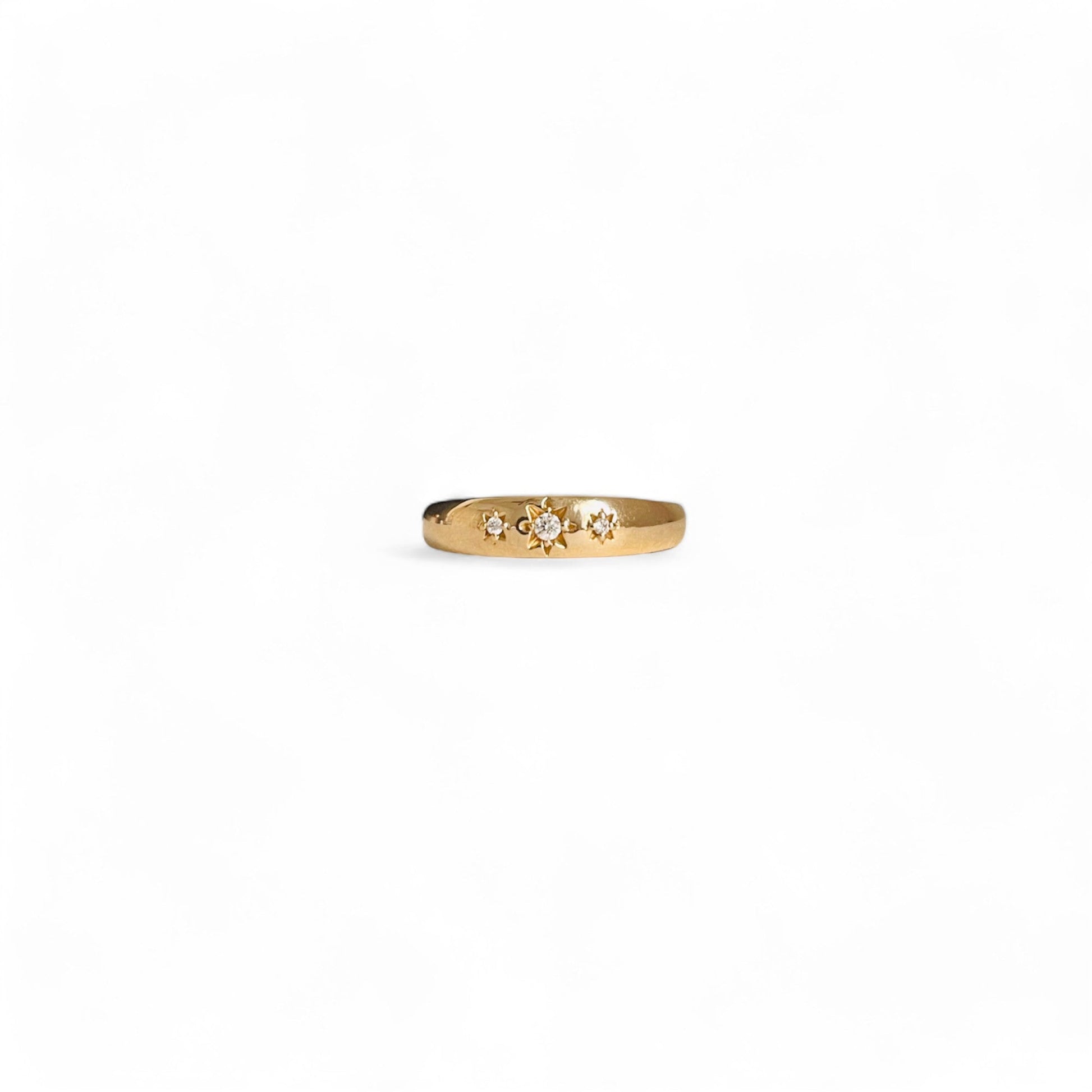 14k Triple Star Diamond Ring - ALIZETI FINE