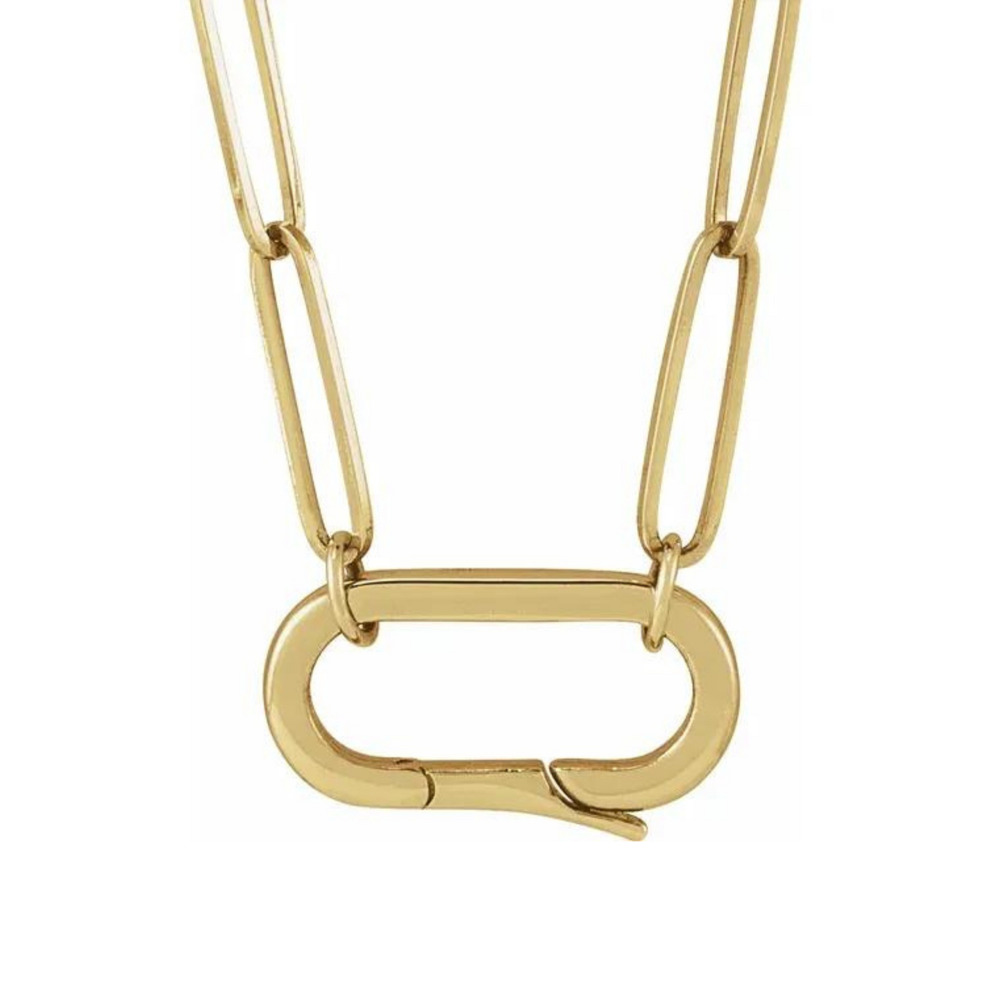 Gold Flat Link Charm Necklace