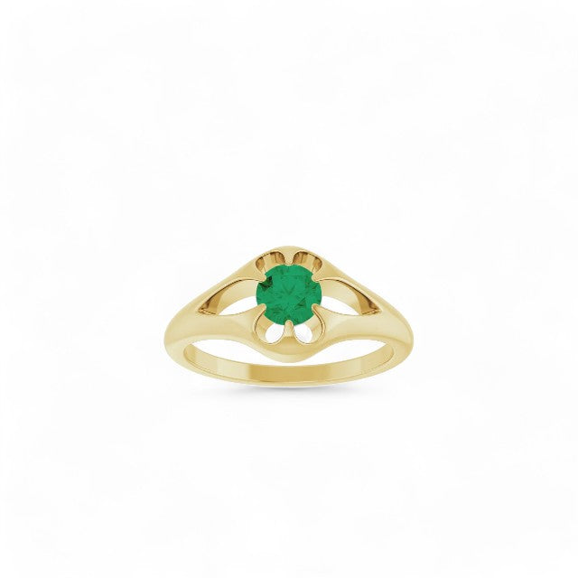 Natural Emerald Belcher Ring