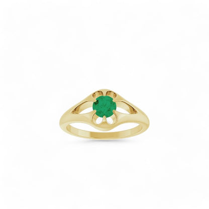 Natural Emerald Belcher Ring