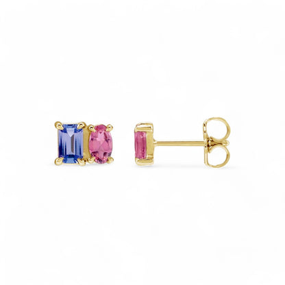 Teena 14k Natural Tanzanite & Natural Pink Tourmaline Earrings, by Alizeti Fine