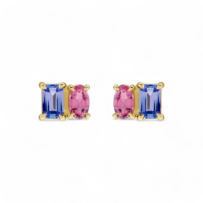 Teena 14k Natural Tanzanite & Natural Pink Tourmaline Earrings, by Alizeti Fine