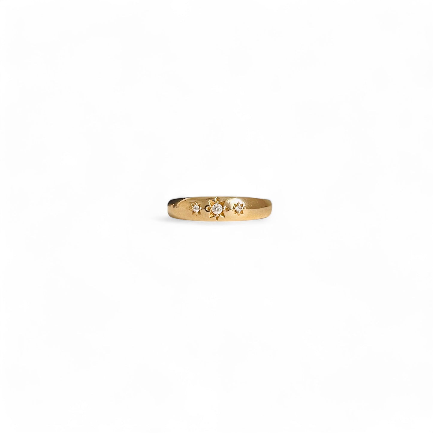 14k Triple Star Diamond Ring