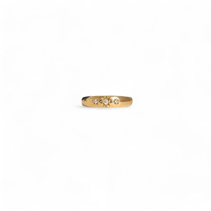 14k Triple Star Diamond Ring