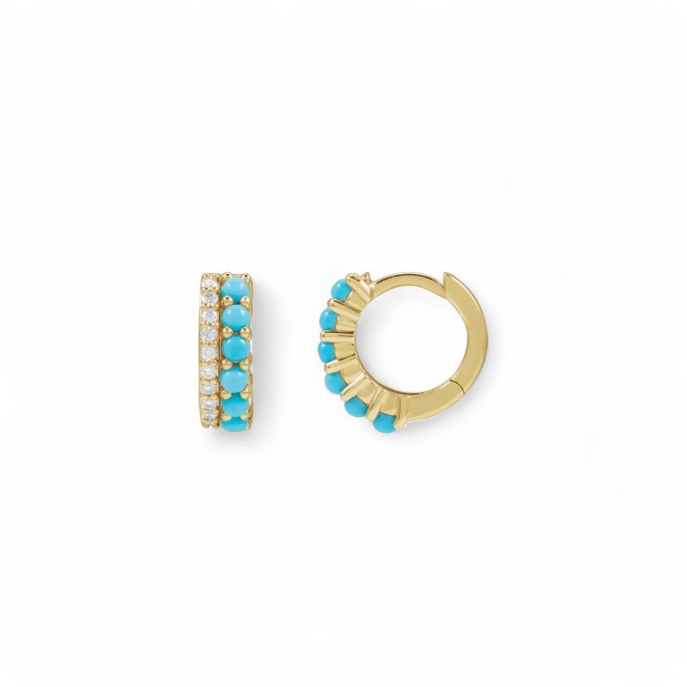 Classic Diamond & Turquoise Huggie Hoop, by Alizeti Fine - ALIZETI FINE