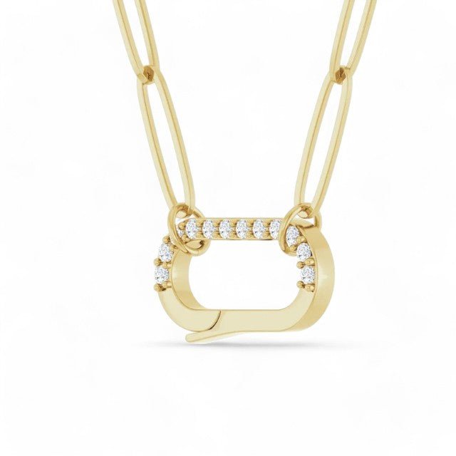 Diamond Flat Link Charm Necklace - ALIZETI FINE