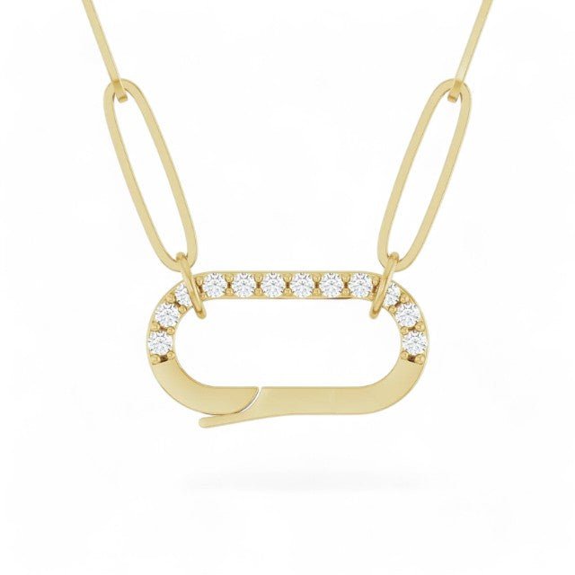 Diamond Flat Link Charm Necklace - ALIZETI FINE