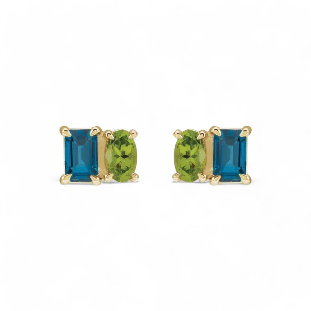 Dina 14k Yellow Natural London Blue Topaz & Natural Peridot, by Alizeti Fine - ALIZETI FINE