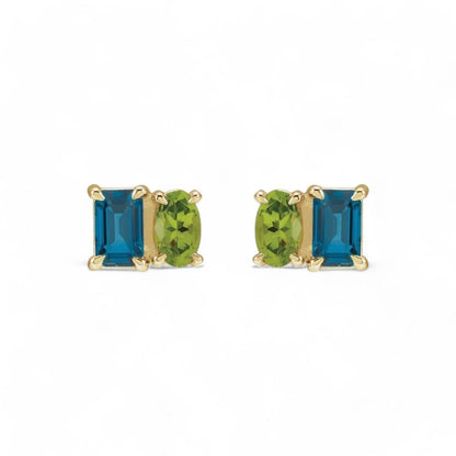 Dina 14k Yellow Natural London Blue Topaz & Natural Peridot, by Alizeti Fine - ALIZETI FINE