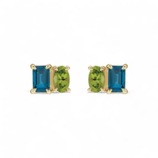 Dina 14k Yellow Natural London Blue Topaz & Natural Peridot, by Alizeti Fine - ALIZETI FINE