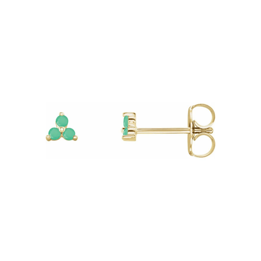 "Little Clovers" Natural Green Chrysoprase Earrings - ALIZETI FINE