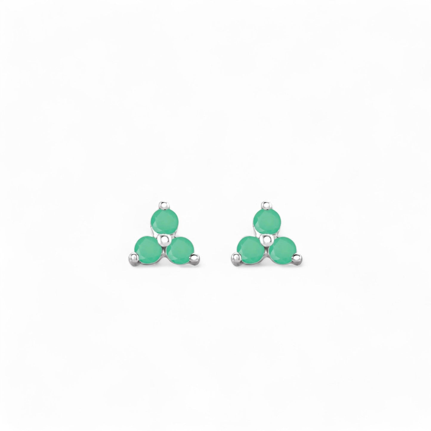 "Little Clovers" Natural Green Chrysoprase Earrings - ALIZETI FINE