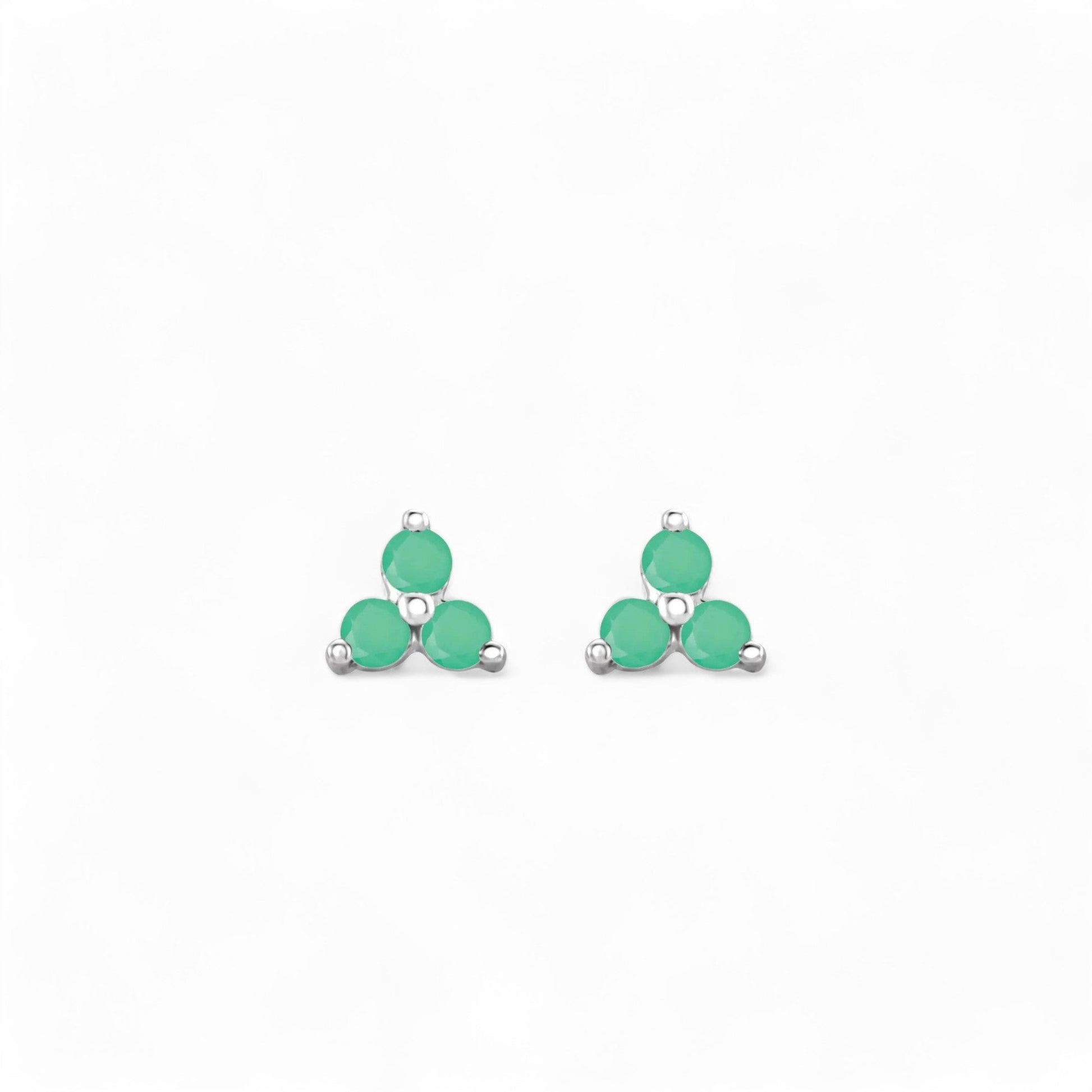 "Little Clovers" Natural Green Chrysoprase Earrings - ALIZETI FINE