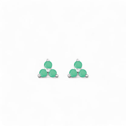 "Little Clovers" Natural Green Chrysoprase Earrings - ALIZETI FINE