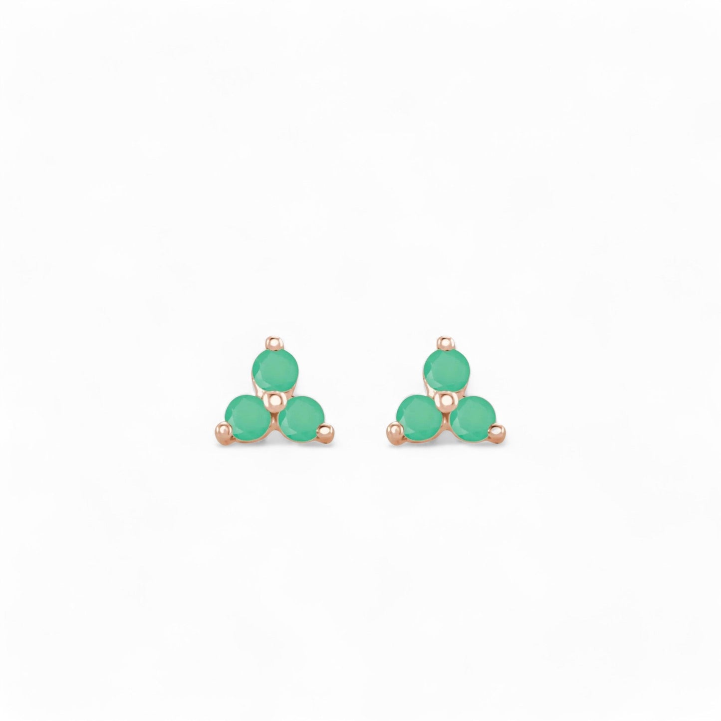 "Little Clovers" Natural Green Chrysoprase Earrings - ALIZETI FINE