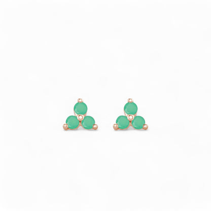 "Little Clovers" Natural Green Chrysoprase Earrings - ALIZETI FINE