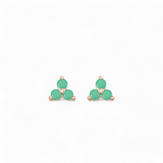 "Little Clovers" Natural Green Chrysoprase Earrings - ALIZETI FINE