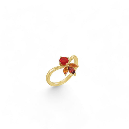 Mexican fire opal & Citrine Ring - ALIZETI FINE