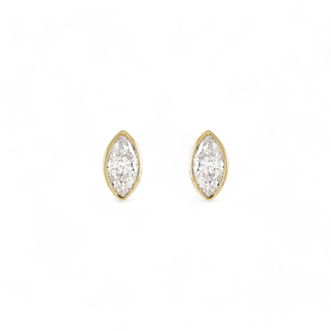 Natural Diamond Marquise Solitaire Earrings - ALIZETI FINE