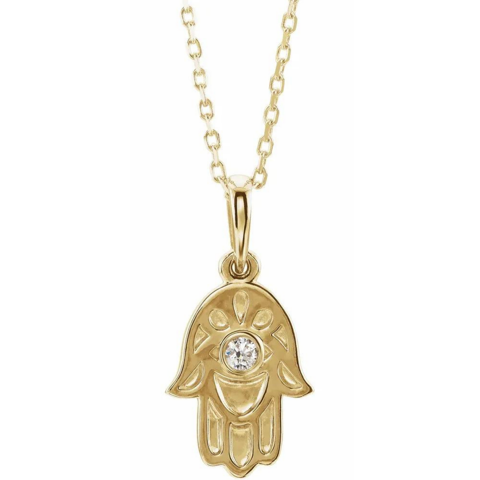 Natural Diamond Hamsa Necklace - ALIZETI