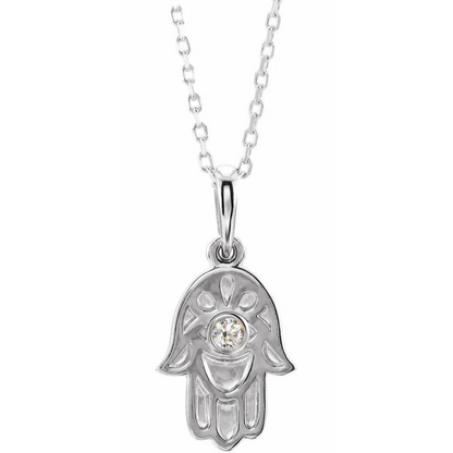 Natural Diamond Hamsa Necklace - ALIZETI