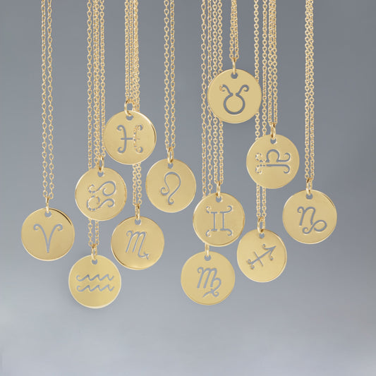 Horoscope Disc Pendant - ALIZETI FINE