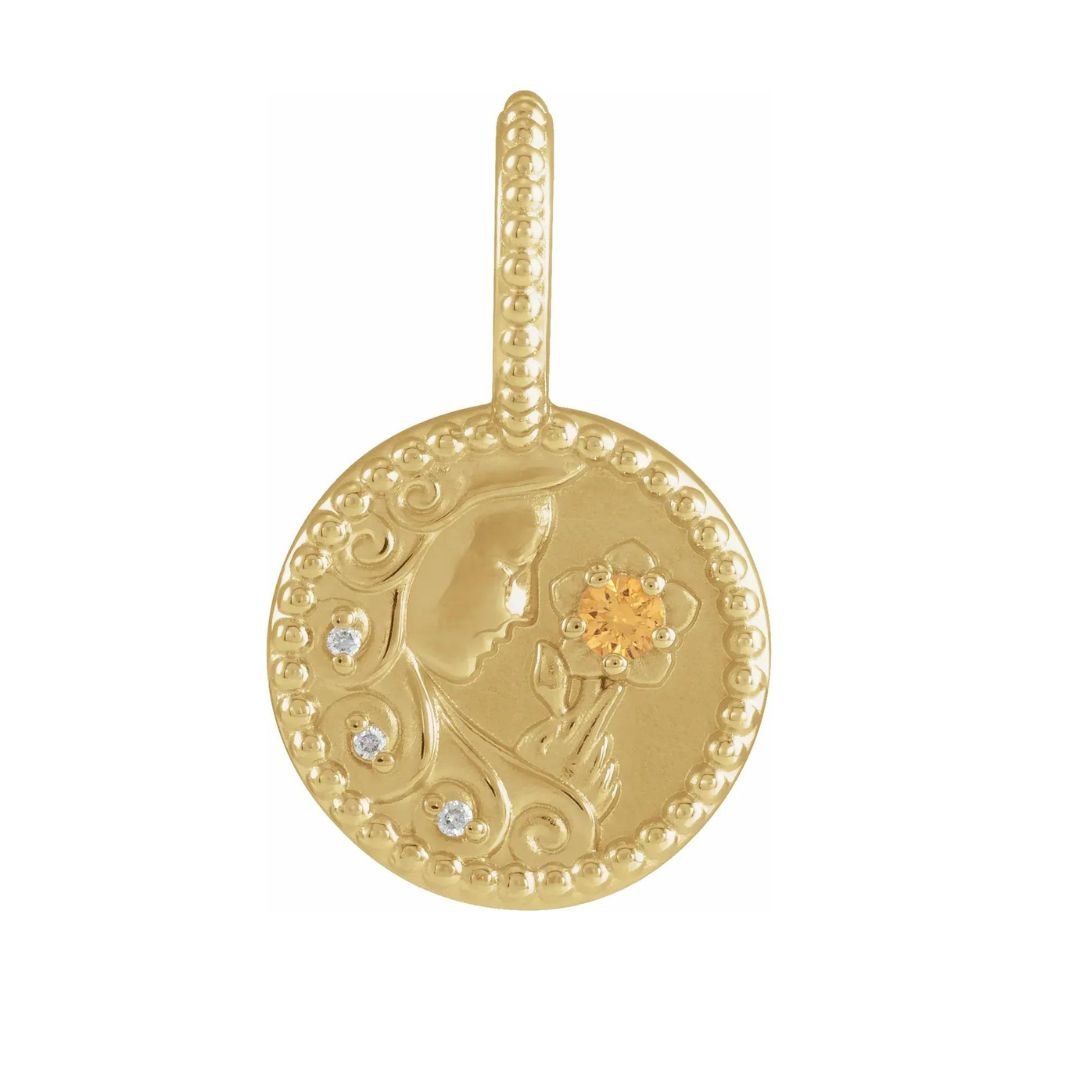 Horoscope Gemstone Medallion - ALIZETI FINE