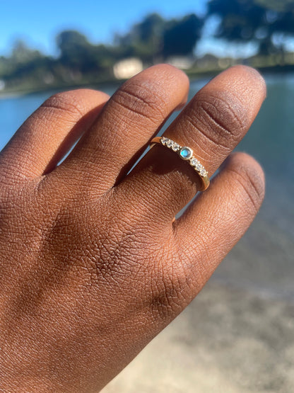 Moonstone & Diamond Stacking Ring