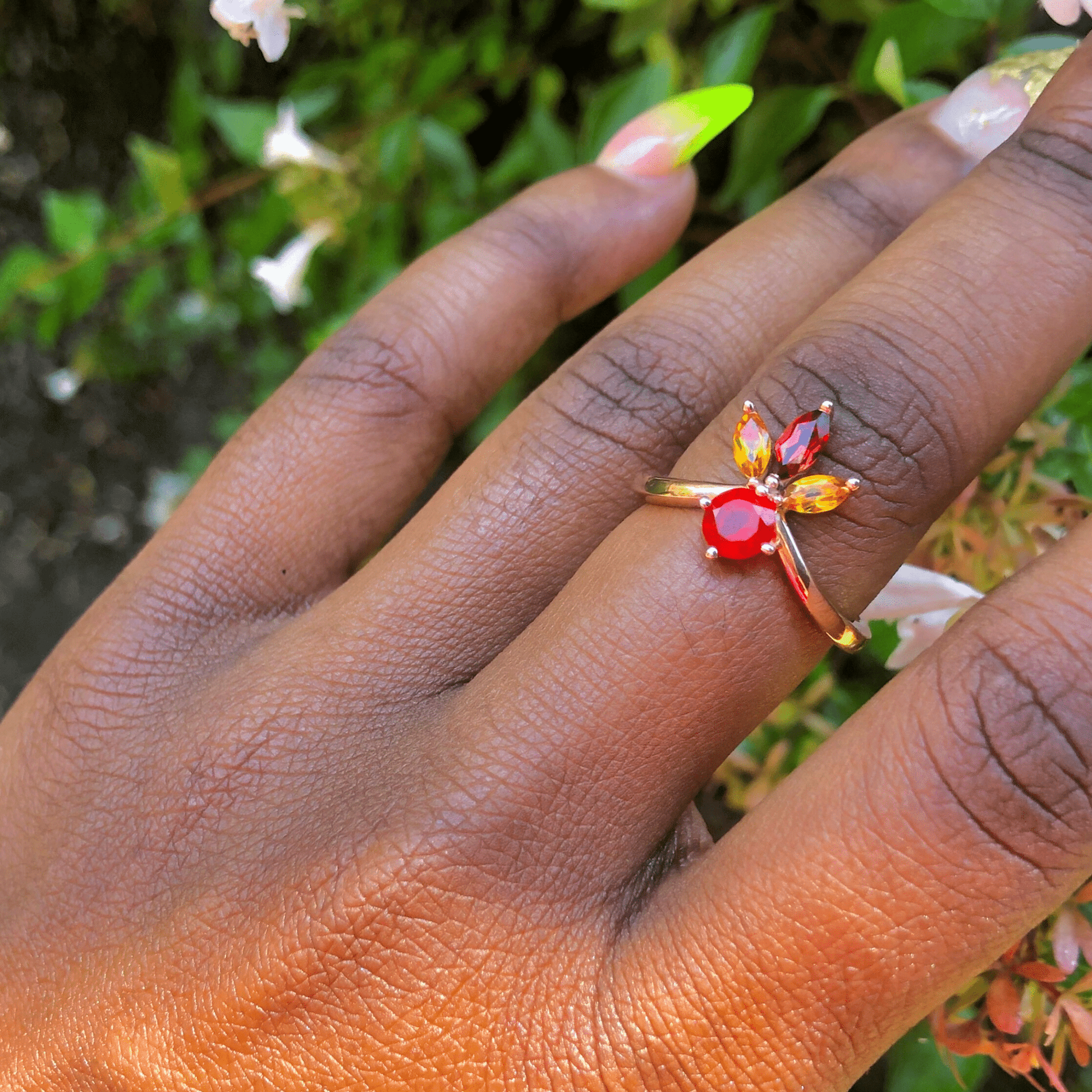 Mexican fire opal & Citrine Ring - ALIZETI FINE