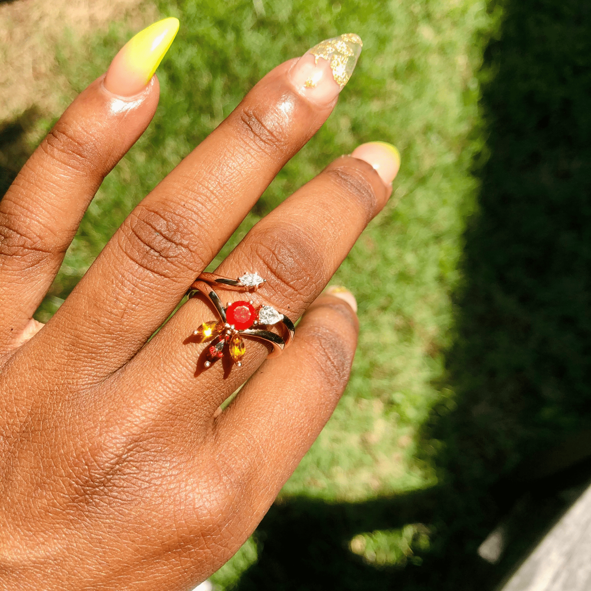 Mexican fire opal & Citrine Ring - ALIZETI FINE