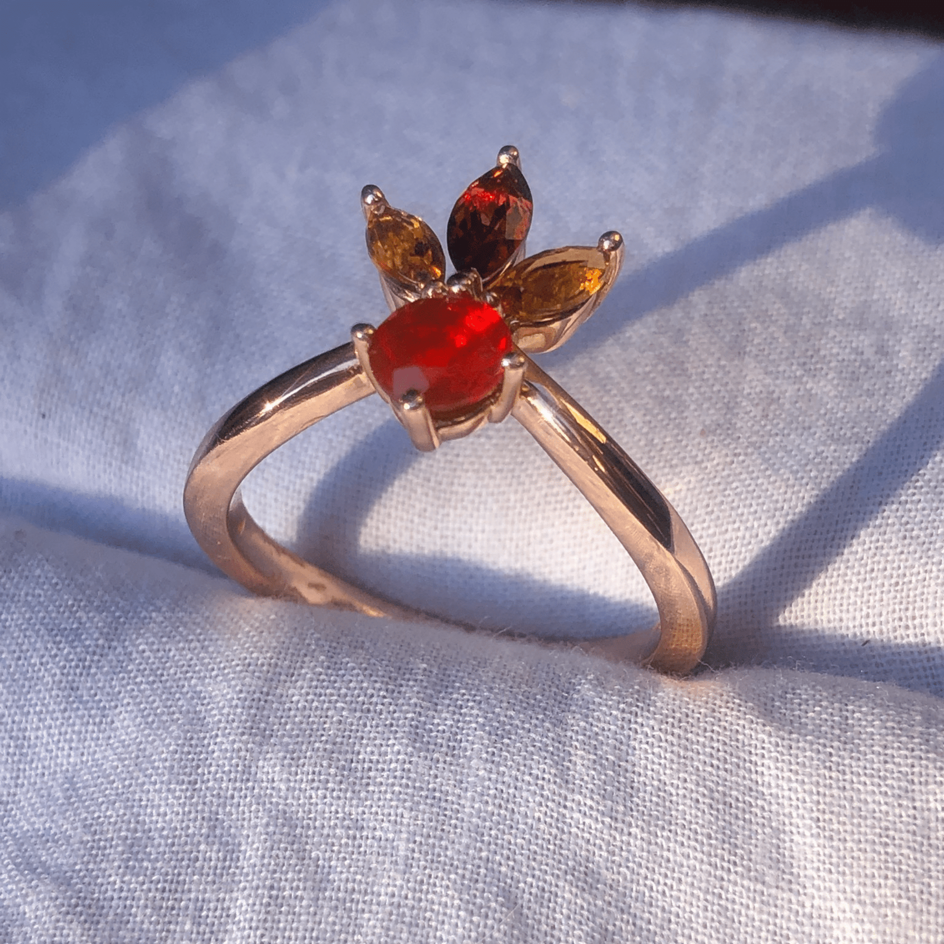 Mexican fire opal & Citrine Ring - ALIZETI FINE