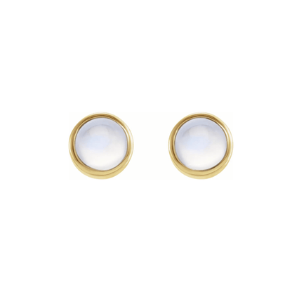 Mini Moonstone Stud Earrings - ALIZETI FINE