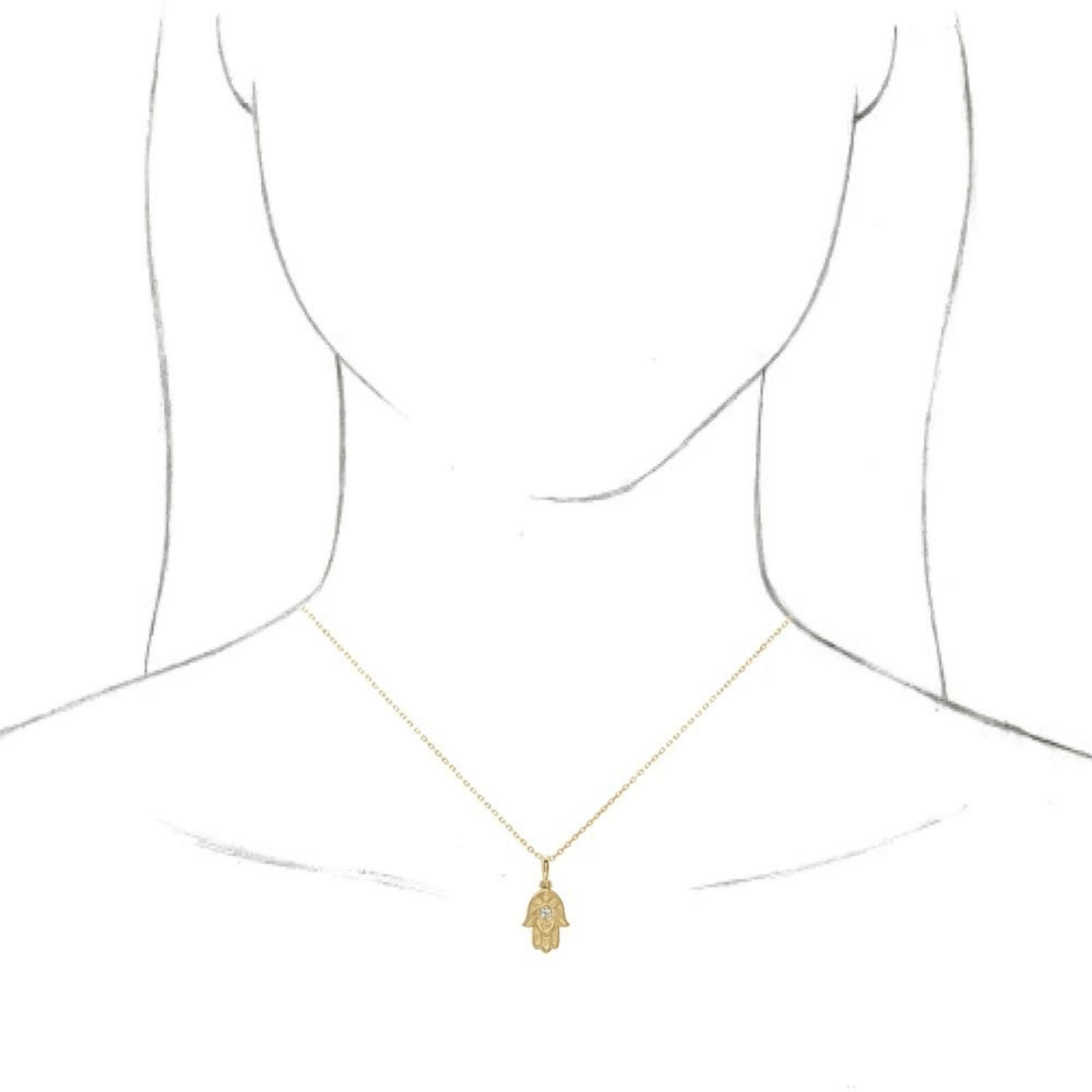 Natural Diamond Hamsa Necklace - ALIZETI FINE