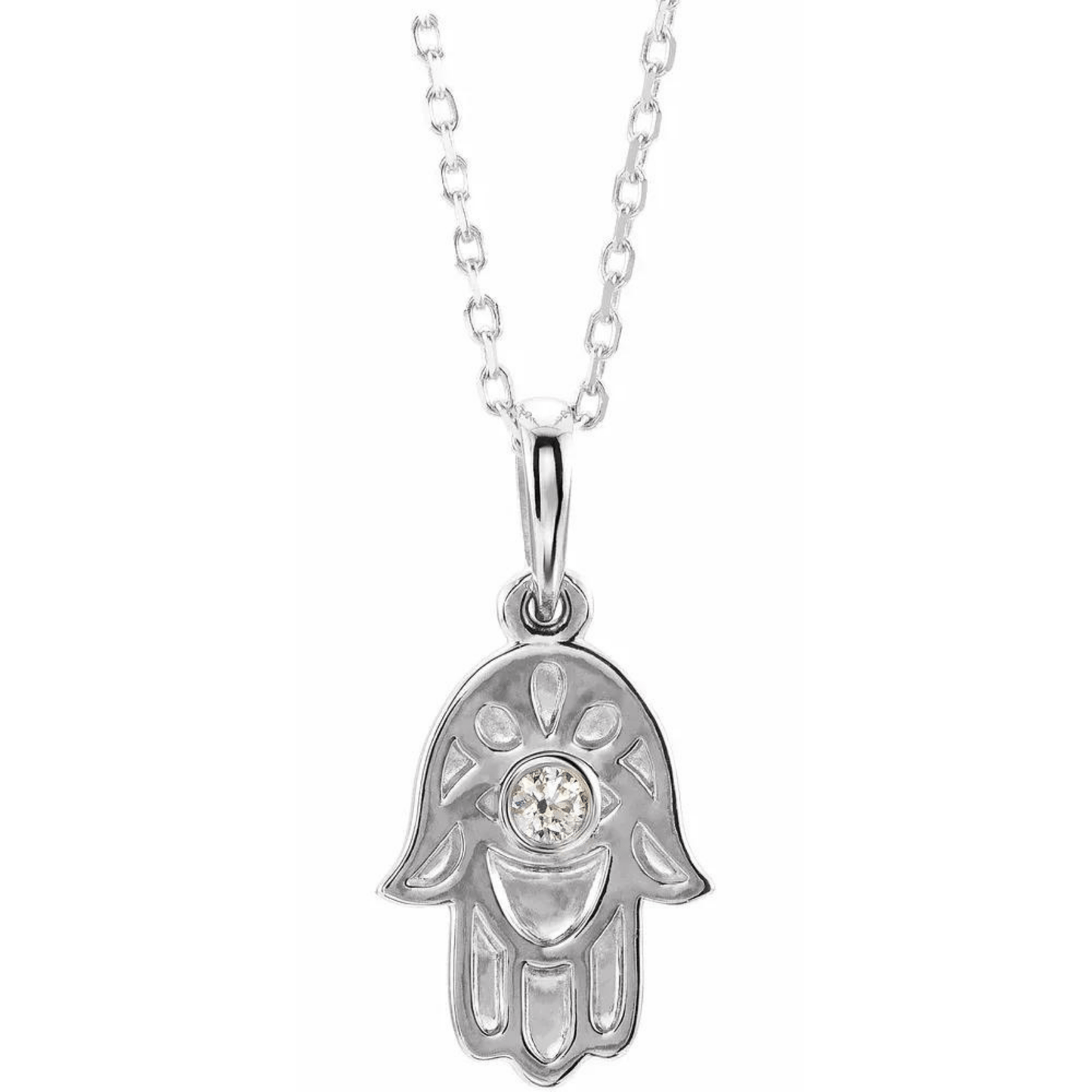 Natural Diamond Hamsa Necklace - ALIZETI FINE