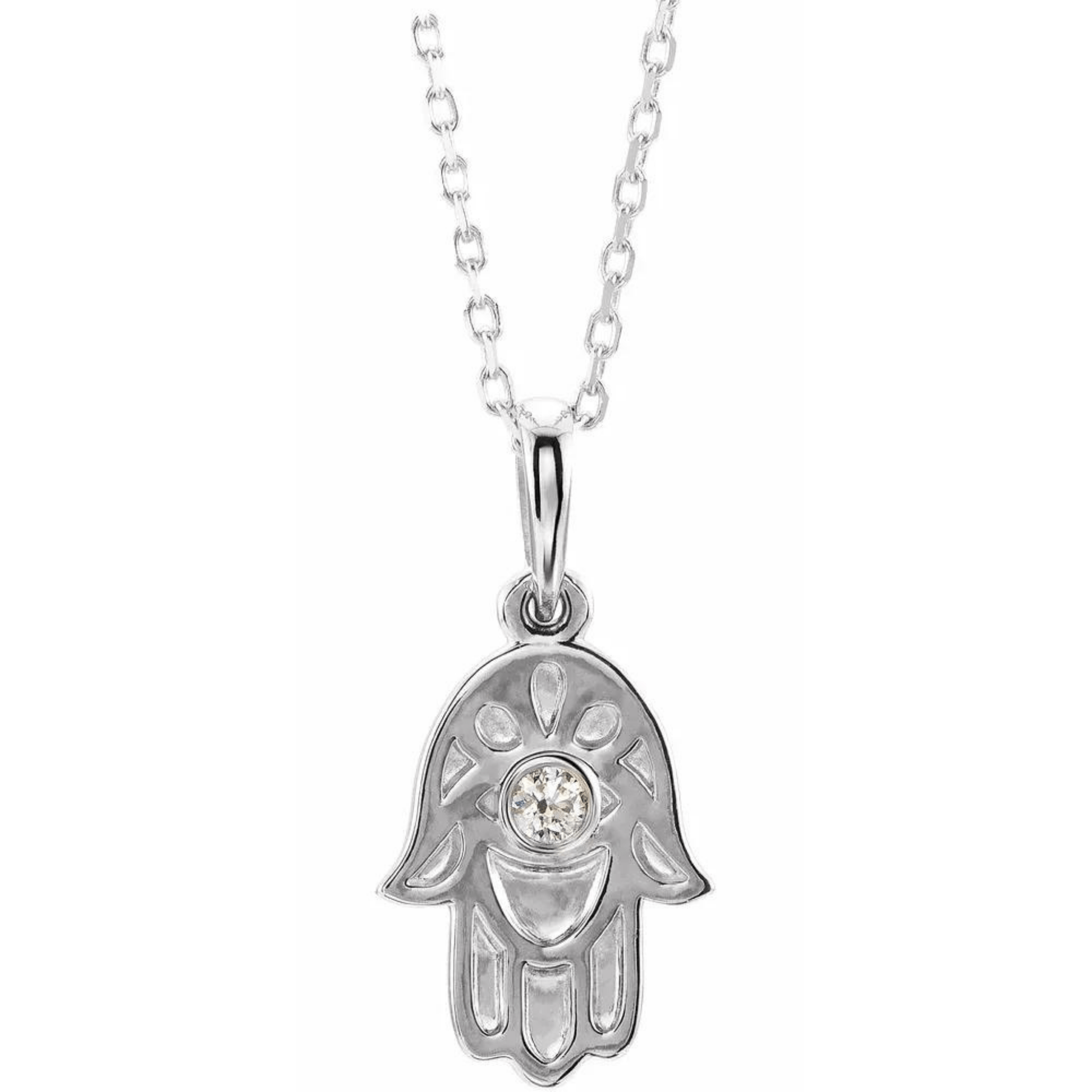 Natural Diamond Hamsa Necklace - ALIZETI FINE